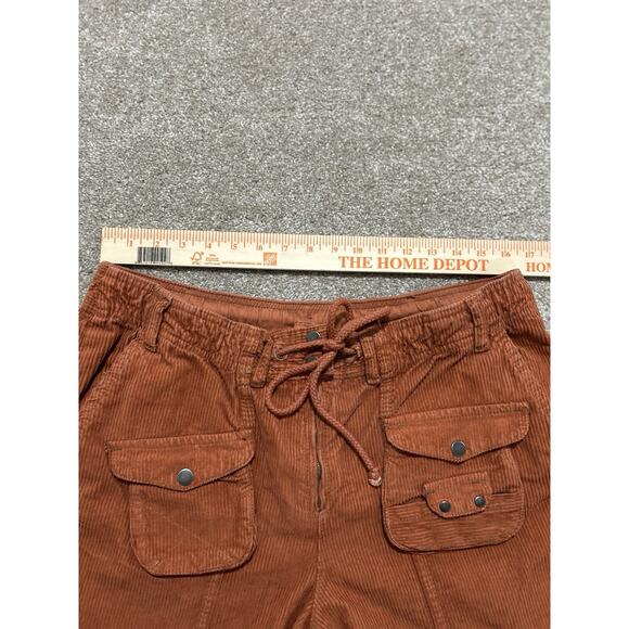 Free People L Tahiti Corduroy Cargo Pants Rust Orange Utility Pockets - Picture 7 of 9